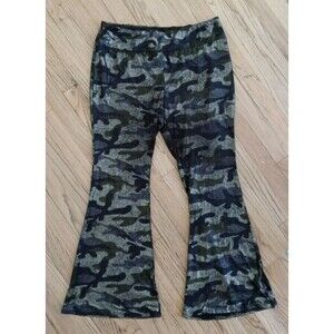 No Boundaries XXL Women's Camo Black Metallic Flare Bell Bottom Stretch Pants